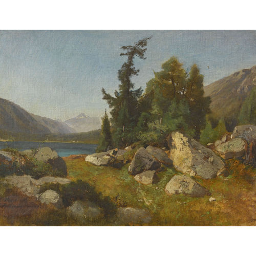 FRIEDRICH ZIMMERMANN : Sommerlicher Bergsee mit Bauer (DOBIASCHOFSKY AUKTIONEN AG)