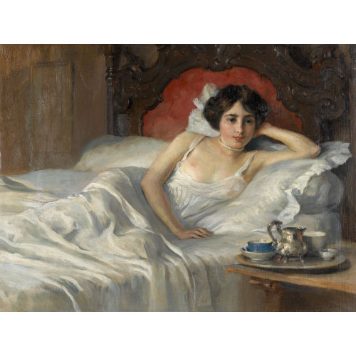 AUGUSTE FR�D�RIC DUFAUX : Liegende Dame im Neglig� (DOBIASCHOFSKY AUKTIONEN AG)