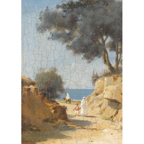 JACQUES �LIE ABRAHAM HERMANJAT : Orientalische K�stenpartie mit Staffage (DOBIASCHOFSKY AUKTIONEN AG)