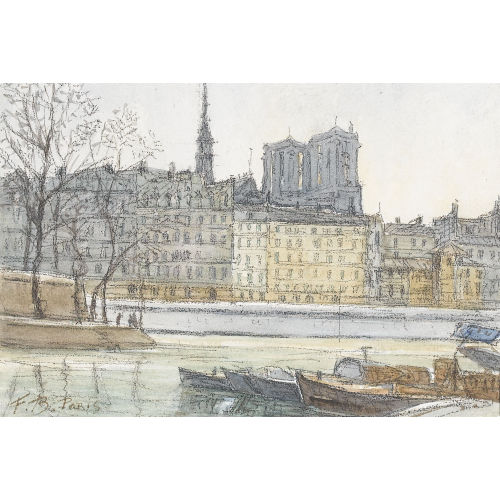 FRANK-WILLIAM) FRANK-WILL (EIGTL. BOGGS : Seinepartie mit Notre-Dame in Paris (DOBIASCHOFSKY AUKTIONEN AG)