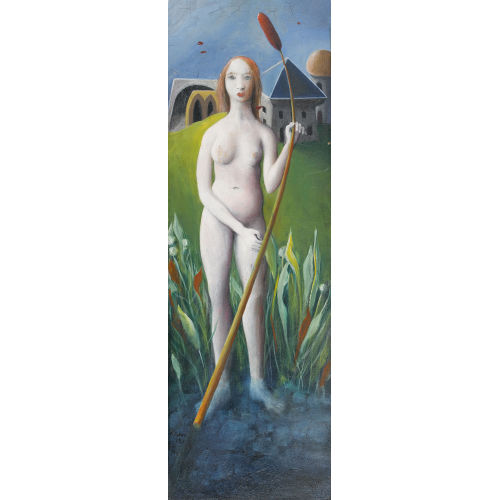 KURT ERNST FAHRNER : Uferlandschaft mit stehendem weiblichem Akt (DOBIASCHOFSKY AUKTIONEN AG)