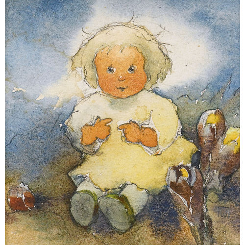 MILI WEBER : Kleines M�dchen zwischen Fr�hlingsblumen (DOBIASCHOFSKY AUKTIONEN AG)