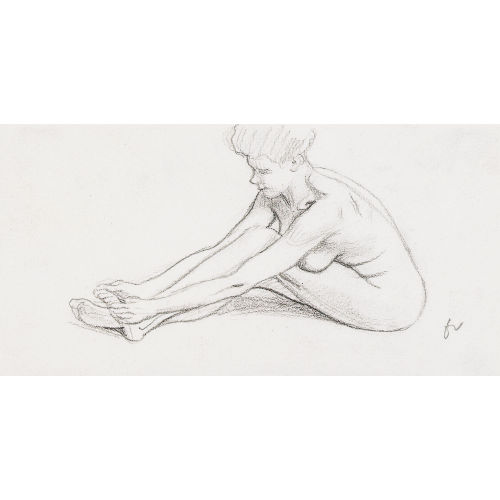 F�LIX VALLOTTON : Nu au sol, touchant ses pieds (DOBIASCHOFSKY AUKTIONEN AG)