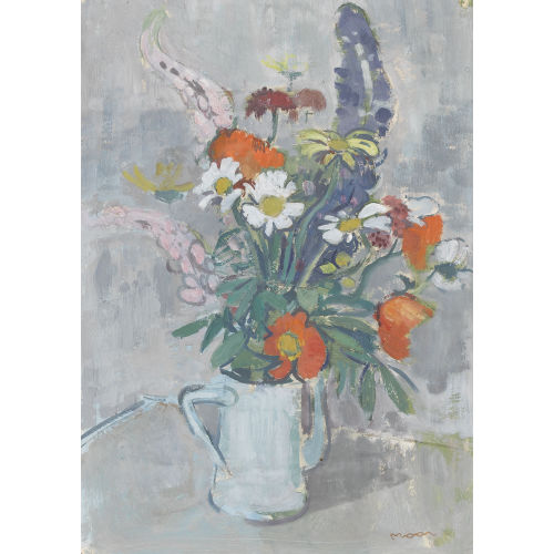 KARL MOOR : Wiesenblumen in einer Henkelkanne (DOBIASCHOFSKY AUKTIONEN AG)