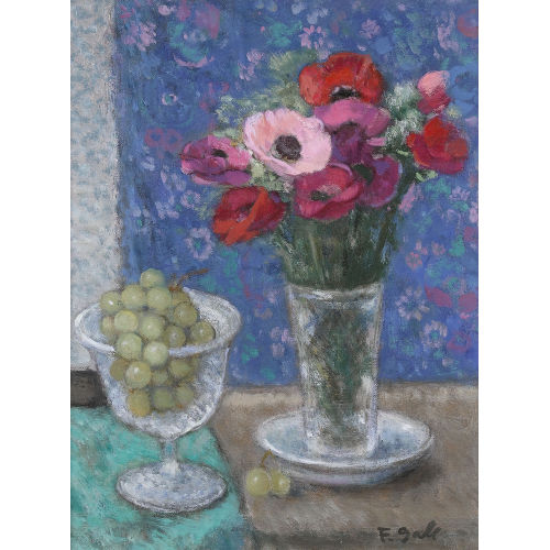 FRAN�OIS GALL : Stillleben mit Anemonenbouquet und Traubenkelch (DOBIASCHOFSKY AUKTIONEN AG)