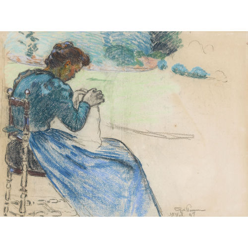 JEAN BAPTISTE ARMAND GUILLAUMIN : 'Tricoteuse � St-Val' (DOBIASCHOFSKY AUKTIONEN AG)