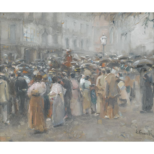 LUCIEN FRANK : Zuschauer einer verregneten Milit�rparade (DOBIASCHOFSKY AUKTIONEN AG)