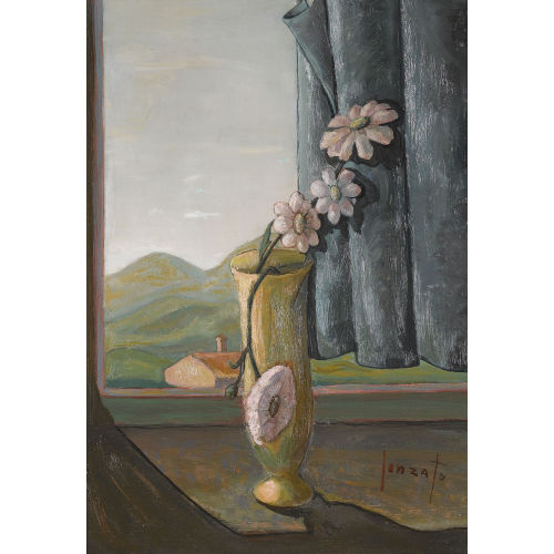 GUIDO GONZATO : Blumenstillleben auf dem Fenstersims (DOBIASCHOFSKY AUKTIONEN AG)