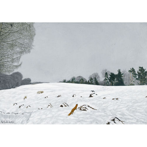 ADOLF DIETRICH : 'Schneebild mit Fuchs' (DOBIASCHOFSKY AUKTIONEN AG)