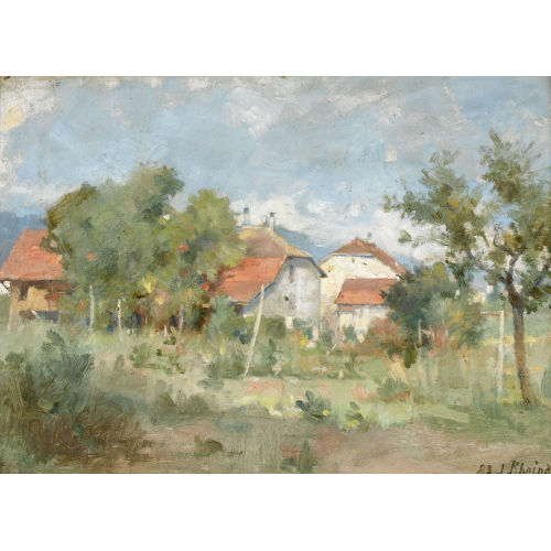 LOUIS RHEINER : Sommerliche Landschaft mit Bauernh�usern (DOBIASCHOFSKY AUKTIONEN AG)