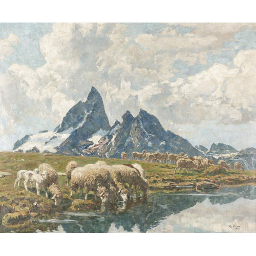 GEORG H�NEL : Schafherde im Hochgebirge (DOBIASCHOFSKY AUKTIONEN AG)