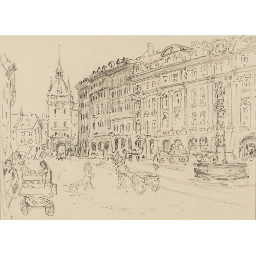 ADOLF TI�CHE : Ansicht von Spitalgasse und K�figturm in Bern (DOBIASCHOFSKY AUKTIONEN AG)