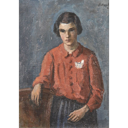 PAUL BASILIUS BARTH : Halbfigur eines M�dchens mit roter Bluse (DOBIASCHOFSKY AUKTIONEN AG)