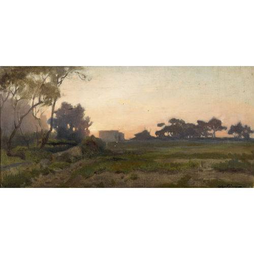 ARTHUR (EIGTL. JEAN BAPTISTE ARTHUR) CALAME : D�mmerungslandschaft mit Festung (DOBIASCHOFSKY AUKTIONEN AG)