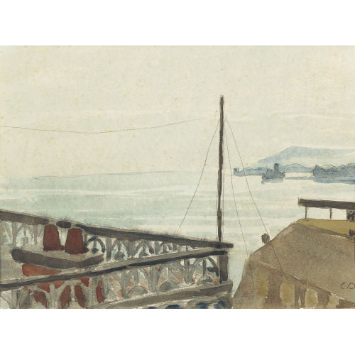 CUNO AMIET : Dachausblick von Montreux auf die �le de Salagnon (DOBIASCHOFSKY AUKTIONEN AG)