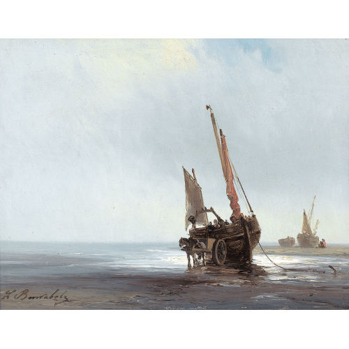 LOUIS BENTABOLE : Strand bei Ebbe mit Booten (DOBIASCHOFSKY AUKTIONEN AG)