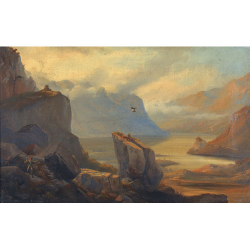 CARL FRIEDRICH SEIFFERT : Falkenjagd im Gebirge (DOBIASCHOFSKY AUKTIONEN AG)
