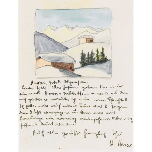 HERMANN HESSE : Verschneite Gebirgslandschaft in Graub�nden (DOBIASCHOFSKY AUKTIONEN AG)