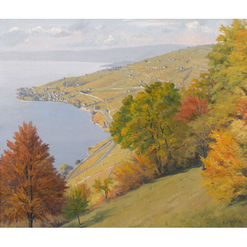 ALBERT DUPLAIN : Herbstliche Ansicht des Lavaux (DOBIASCHOFSKY AUKTIONEN AG)
