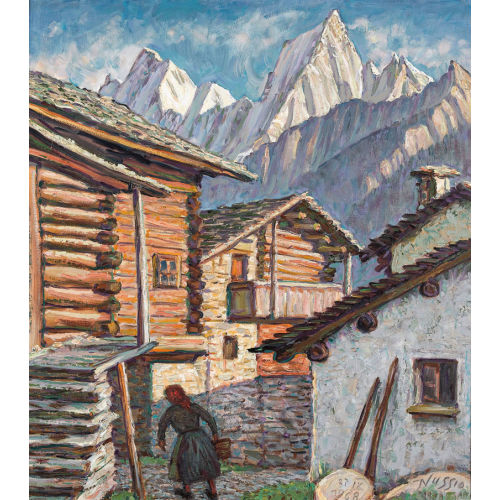OSCAR NUSSIO : Bergeller Alpenpartie mit Piz Cengalo und Piz Badile (DOBIASCHOFSKY AUKTIONEN AG)