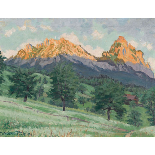 WALDEMAR THEOPHIL FINK : 'Die Mythen bei Schwyz in der Abendsonne' (DOBIASCHOFSKY AUKTIONEN AG)