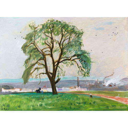 ERNST MORGENTHALER : Landschaft mit der Papierfabrik von Biberist (DOBIASCHOFSKY AUKTIONEN AG)