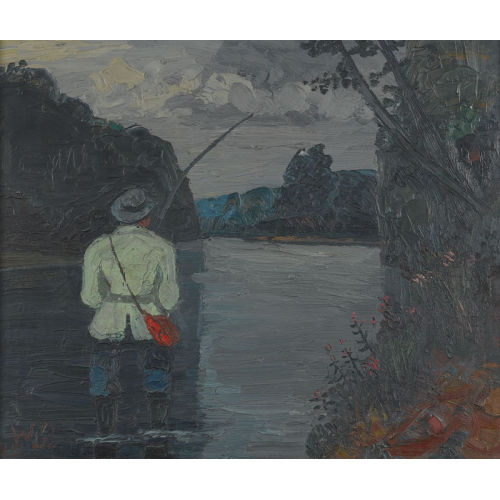 WALTER SCHNEIDER : Angler am Fluss (DOBIASCHOFSKY AUKTIONEN AG)