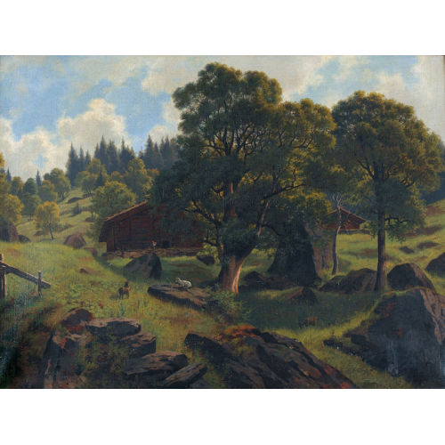 WILHELM BERNHARD BENTELI : Felsiger Hang mit Bauernh�usern (DOBIASCHOFSKY AUKTIONEN AG)