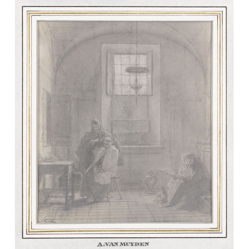 JACQUES ALFRED VAN MUYDEN : M�nche beim Schneiden der Haare (DOBIASCHOFSKY AUKTIONEN AG)