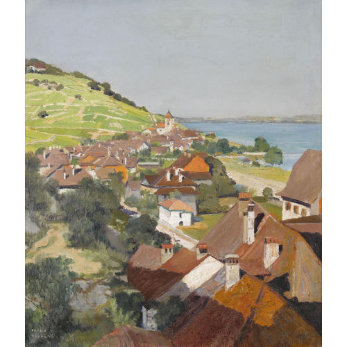 FRANK LOUIS BEHRENS : Sommerliches Twann am Bielersee (DOBIASCHOFSKY AUKTIONEN AG)