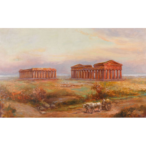 MAX USADEL : Die griechischen Tempel von Paestum im Abendrot (DOBIASCHOFSKY AUKTIONEN AG)