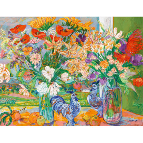 ROLF D�RIG : Stillleben mit Blumen und H�hnern (DOBIASCHOFSKY AUKTIONEN AG)