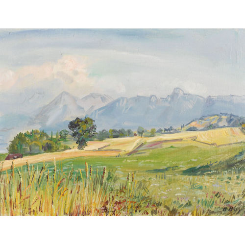 HANNI BAY : Sommerlandschaft mit Niesen und Stockhorn (DOBIASCHOFSKY AUKTIONEN AG)