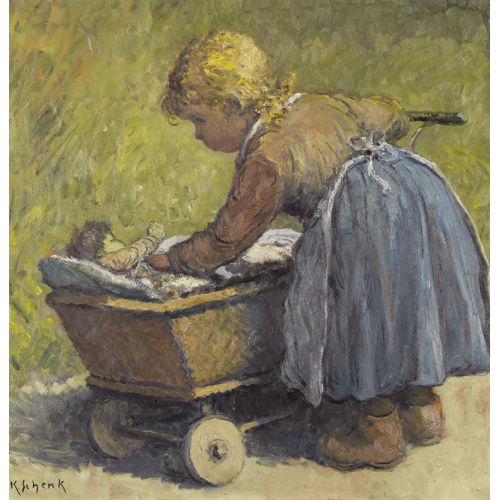 KARL SCHENK : M�dchen mit Puppenwagen (DOBIASCHOFSKY AUKTIONEN AG)