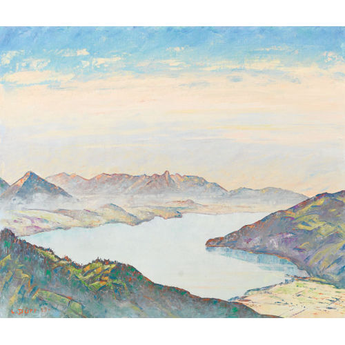 LOUIS D�RR : Blick auf den Thunersee mit Niesen und Stockhornkette (DOBIASCHOFSKY AUKTIONEN AG)