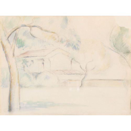 PAUL C�ZANNE : Landschaft mit B�umen und Haus (DOBIASCHOFSKY AUKTIONEN AG)