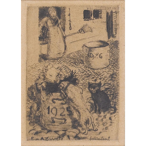ALBERT JAKOB WELTI : Neujahrskarte 1925/26 (DOBIASCHOFSKY AUKTIONEN AG)