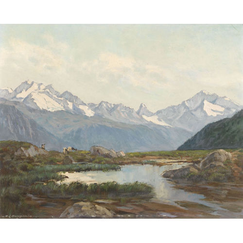 HENRI �DOUARD HUGUENIN-VIRCHAUX : 'Mare de la Moosfluh' (DOBIASCHOFSKY AUKTIONEN AG)