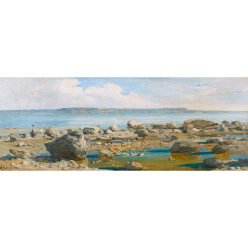 AUGUSTE BACHELIN : 'Plage de Marin en dessous de la falaise' (DOBIASCHOFSKY AUKTIONEN AG)