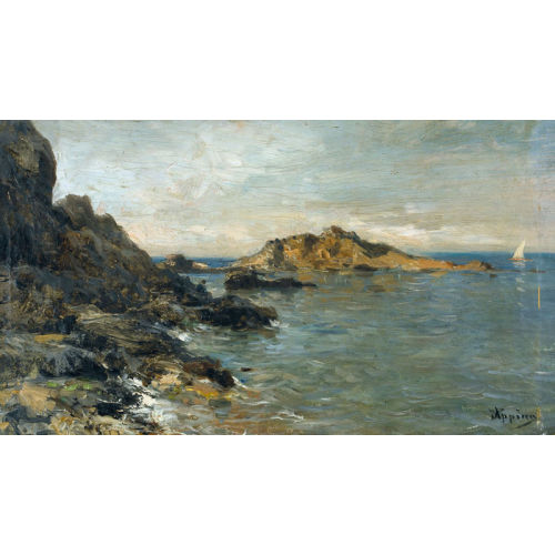 ADOLPHE (EIGTL. APPIAN APPIAN : Felsiges Meeresufer mit Segelboot (DOBIASCHOFSKY AUKTIONEN AG)