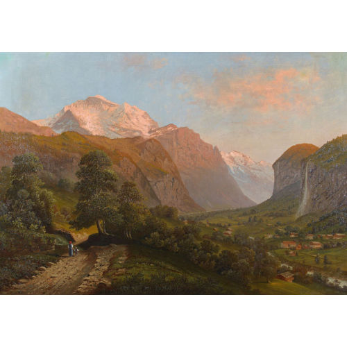 ALFRED D�NZ : Lauterbrunnental mit der Jungfrau im Abendrot (DOBIASCHOFSKY AUKTIONEN AG)