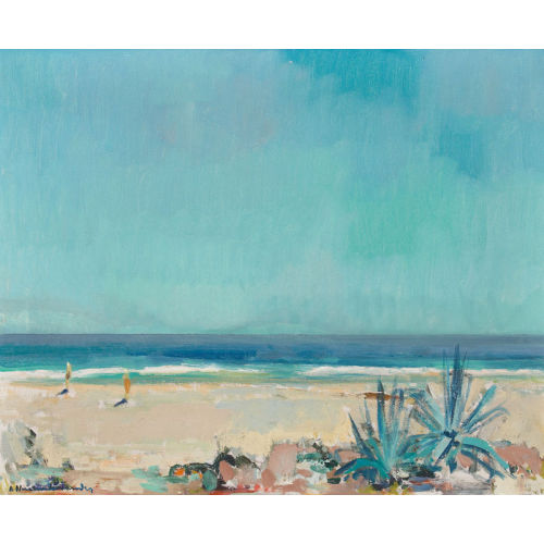 ALBERT NEUENSCHWANDER : S�dfranz�sische Strandpartie mit Agaven (DOBIASCHOFSKY AUKTIONEN AG)