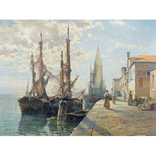 ARTHUR (EIGTL. JEAN BAPTISTE ARTHUR) CALAME : 'Un quai � Chioggia (Venise)' (DOBIASCHOFSKY AUKTIONEN AG)