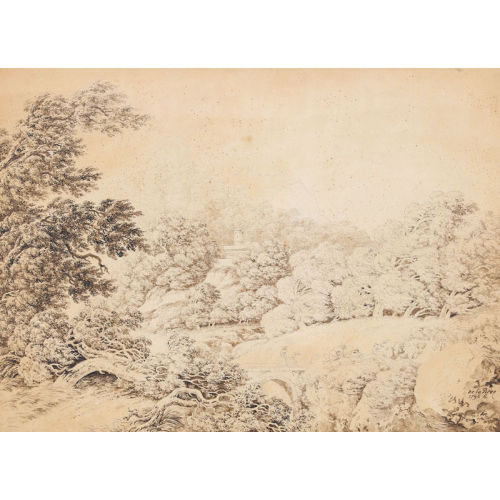 PIERRE-LOUIS DE LA (AUCH LARIVE-GODEFROY RIVE : Landschaft bei Sturm mit Br�cke und Figurenstaffage (DOBIASCHOFSKY AUKTIONEN AG)