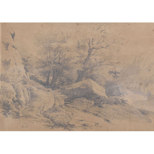 ALEXANDRE CALAME : Landschaftspartie mit Baumgruppe (DOBIASCHOFSKY AUKTIONEN AG)