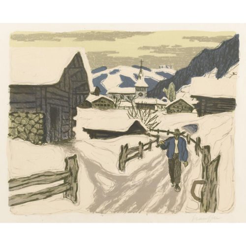 FRED STAUFFER : Verschneites Dorf (DOBIASCHOFSKY AUKTIONEN AG)