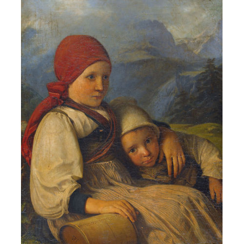 JOHANN FRIEDRICH DIETLER : Zwei Bauernkinder (DOBIASCHOFSKY AUKTIONEN AG)