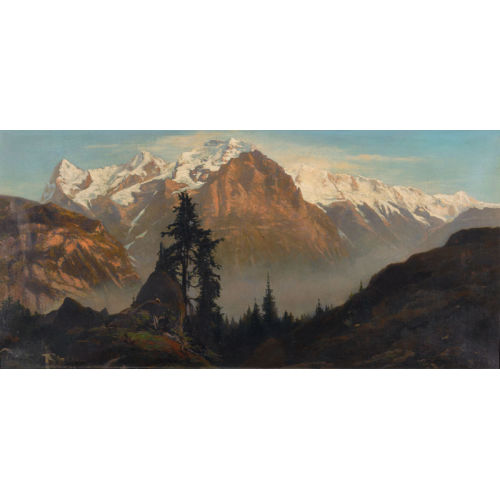 AUGUSTE HENRI BERTHOUD : Blick von M�rren auf Eiger, M�nch und Jungfrau (DOBIASCHOFSKY AUKTIONEN AG)