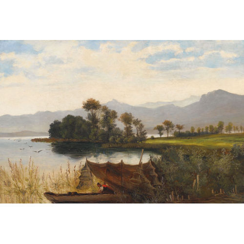 JAKOB SCHWEGLER : Uferpartie mit Fischerin (DOBIASCHOFSKY AUKTIONEN AG)