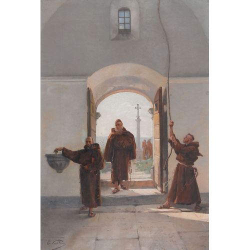 �DOUARD CASTRES : Franziskaner am Kirchenportal (DOBIASCHOFSKY AUKTIONEN AG)